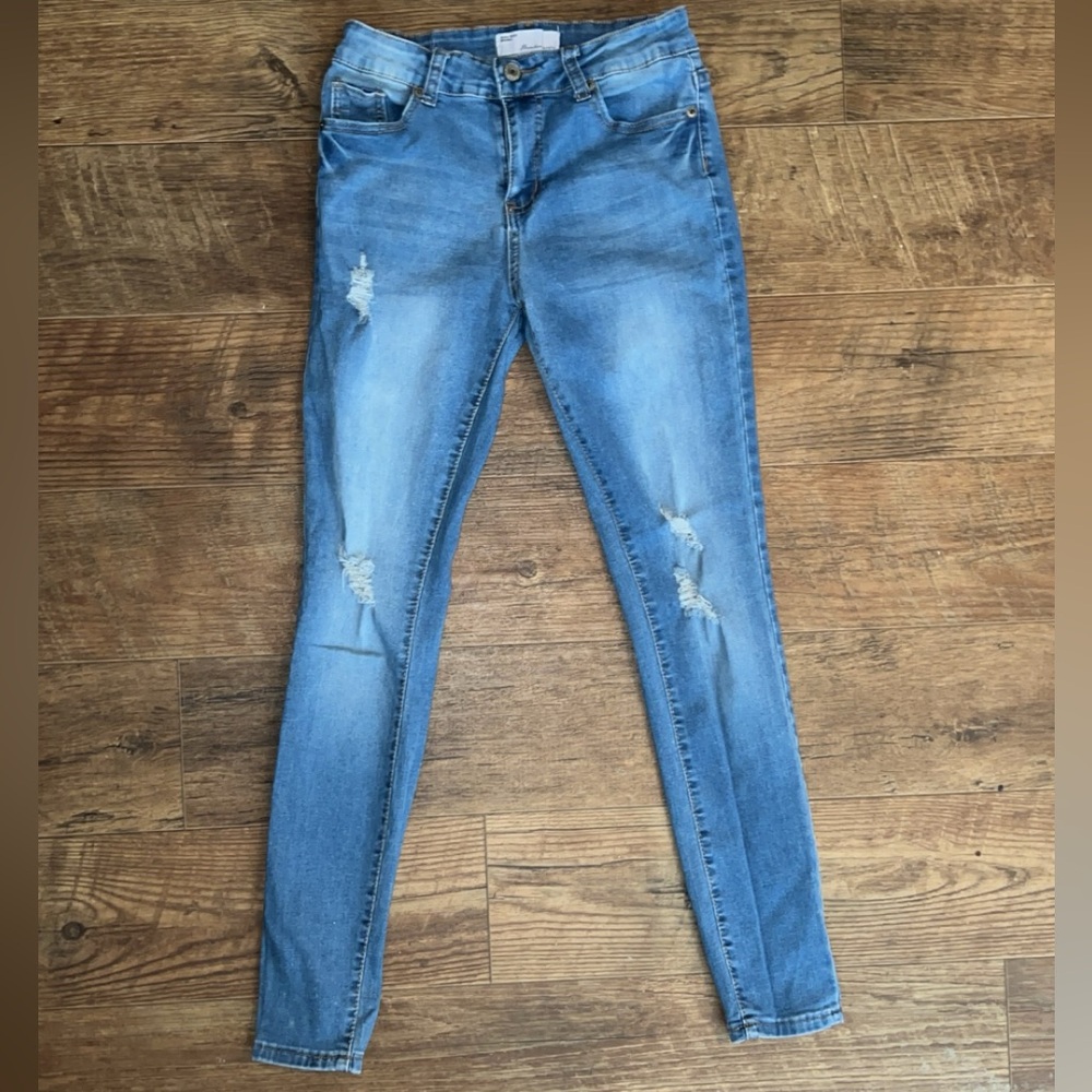 Bamboo skinny distressed denim jeans girls size 7 like new